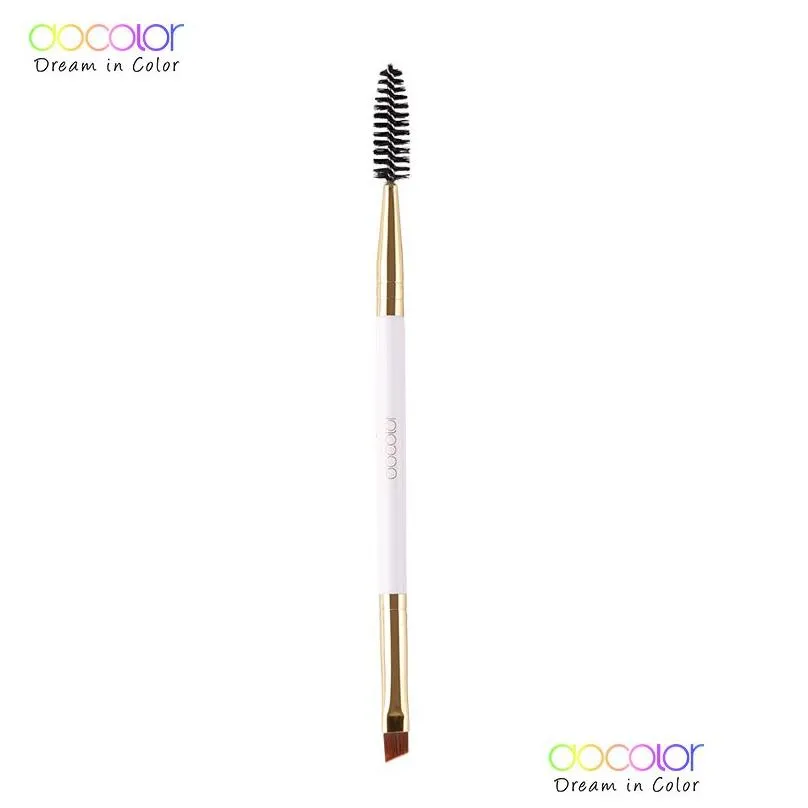 Makeup Brushes Docolor Eyebrow Brush And Comb Wood Professional Angled Makeup For Eyebrows Synthetic Hair Wooden Make Up Drop Delivery Dhdop