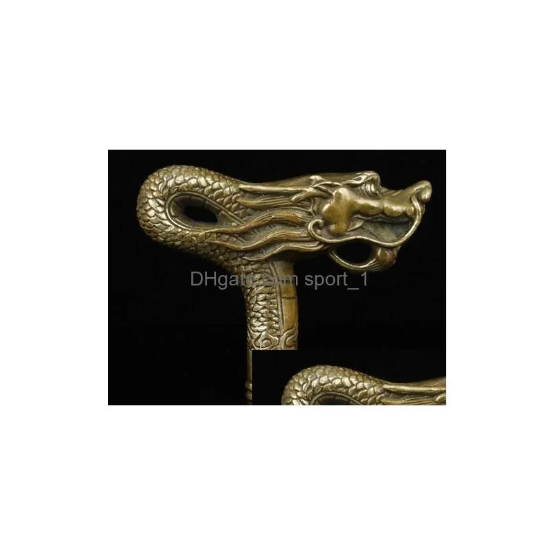 stunning china old handwork bronze dragon statue cane head walking stick5086569