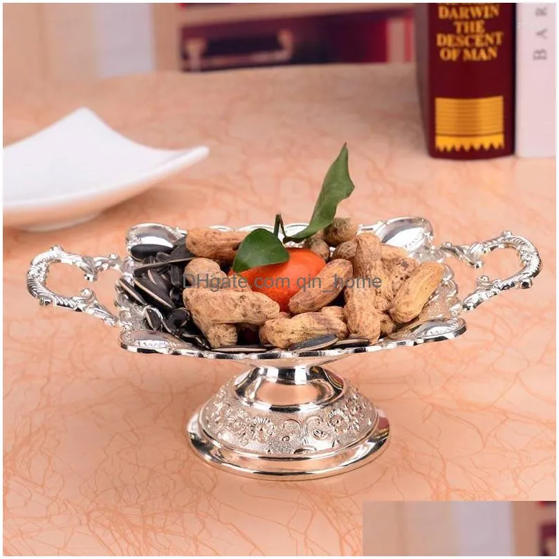 plates shiny silver plated fruit dish with handle dessert plate sweet dishes luxury european for wedding or party 21 7cm