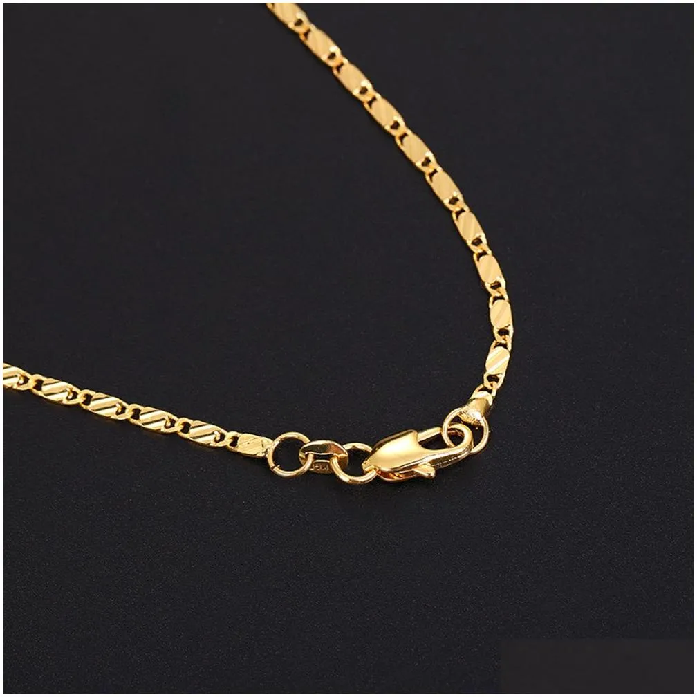 Chains 10Pcs Lose Money Promotion 2Mm Flat Gold/Sier Chains Necklace Beautif Jewelry For Women Water Wave Block Figaro 16-30Inch Drop Dhfv9