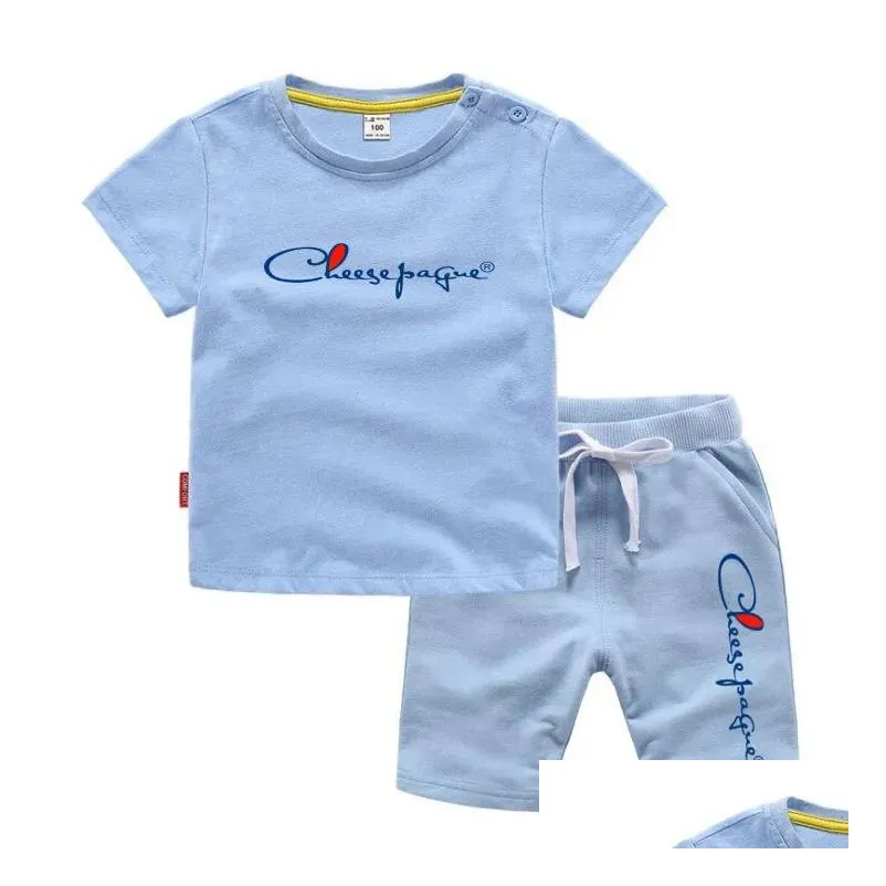 Clothing Sets New Fashion Children Baby Summer Clothes Sets Boys T-Shirt Tops Dstring Shorts Casual Sportwear Outfits Drop Delivery Ba Otssc