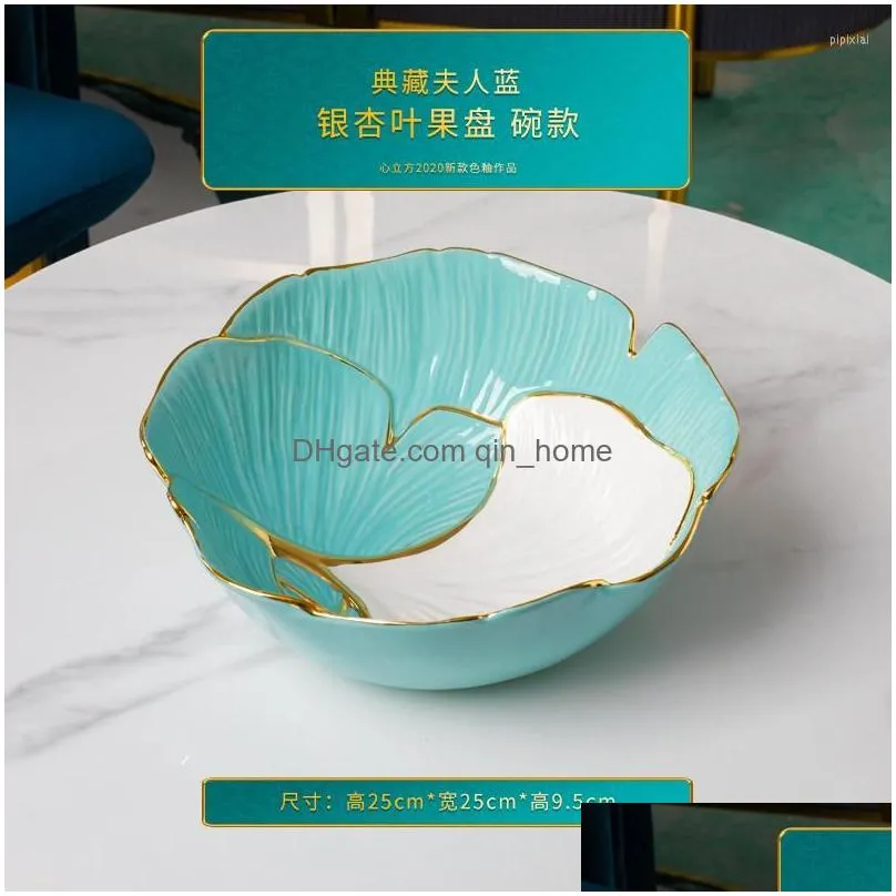 plates european art luxury ceramic apricot leaf snack sushi plate home high-end phnom penh breakfast fruit salad bowl kitchen supplies