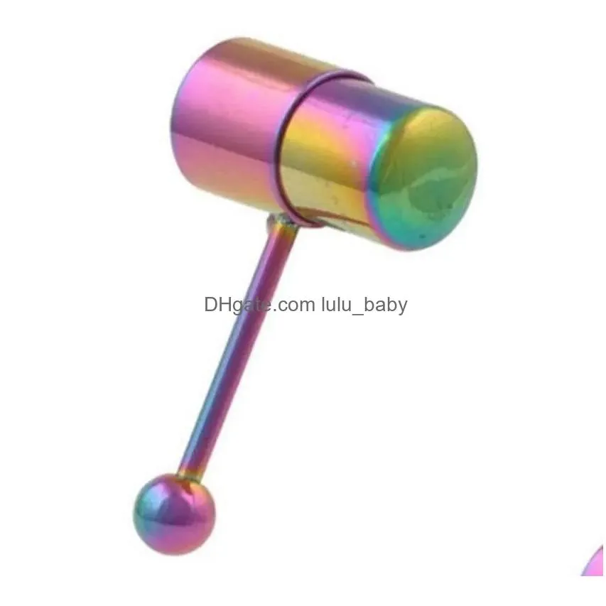  arrival multi color silicone stainless steel vibrating tongue bar ring stud jewelry body piercing 13style6445009