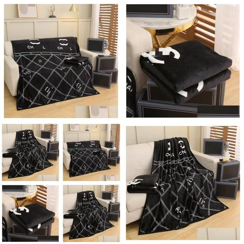 black designer blanket white letter leisure travel shawl blanket office air conditioning cover europe plaid blanket gift box decorative blanket 