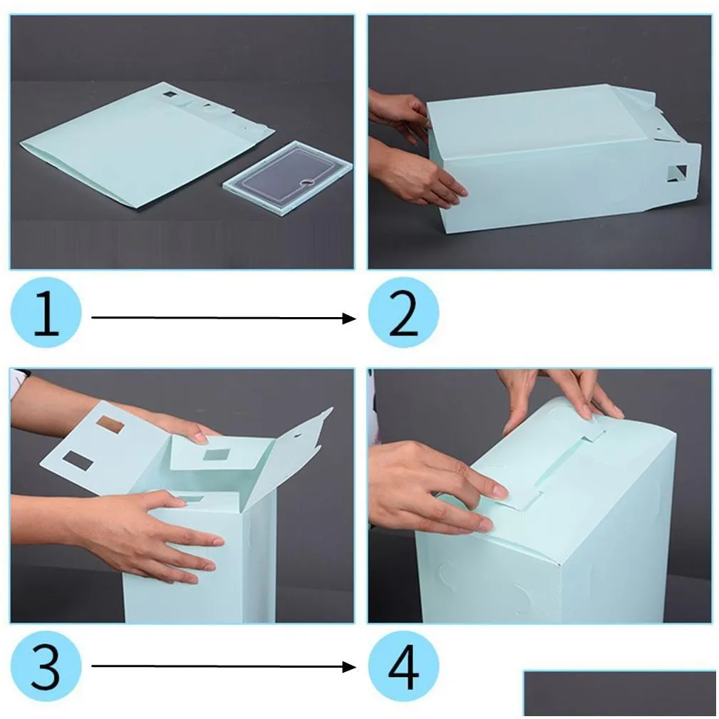 Storage Boxes & Bins 6Pcs Thicken Clear Plastic Shoe Box 33X23X14Cm Acrylic Stackable Dustproof Storage Boxes Organization Bins Pp Cab Dh2Fx
