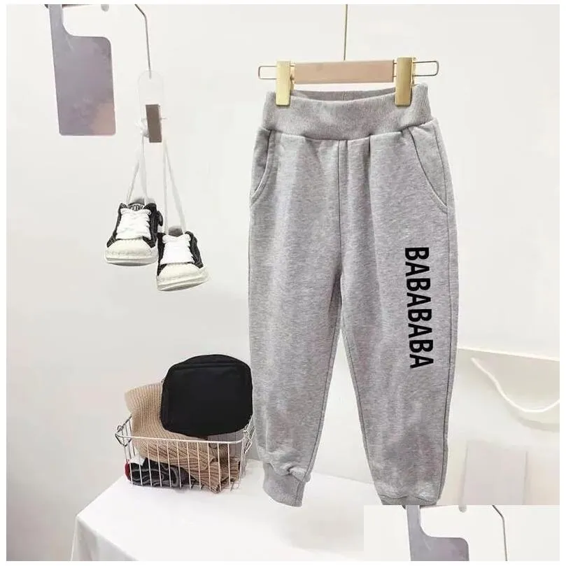 Trousers New Fashion Kids Trousers Designer Pants For Boys Gilrs Sports Jogger With Letters High Quality Child Clothing Drop Delivery Othju