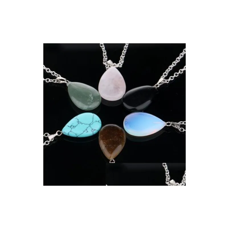 Pendant Necklaces Necklace Jewelry Healing Crystals Amethyst Rose Quartz Bead Chakra Point Women Men Natural Stone Pendants Leather Dr Dh1H5