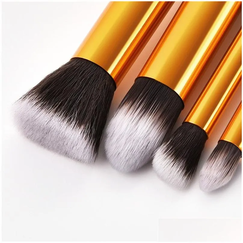 10pcs makeup brushes set black gold mini size 14cm for foundation eyeshadow powder make up brush cosmetic tools t10163