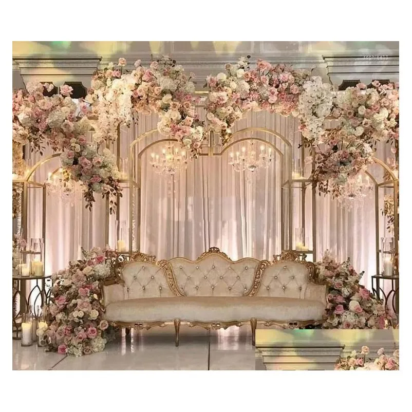 party decoration different metal frame luxury romantic backdrops shelf outdoor lawn wedding arch flower rack billboard sign banner