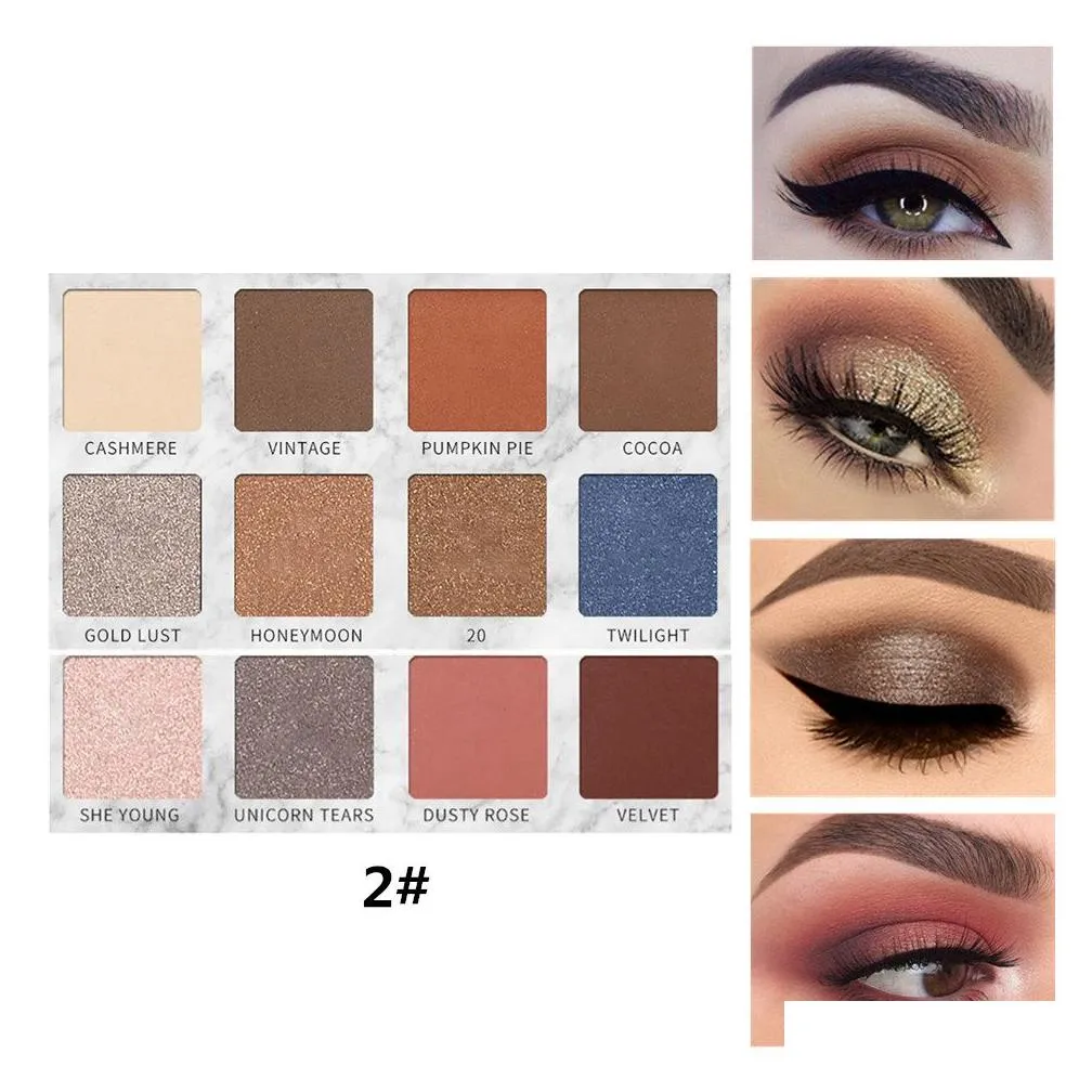 Eye Shadow Qiaoyan Earth Color Eyeshadow Palette Pigmented Waterproof Long Lasting 12 Colors Shimmer Matte Eye Shadow Highlighter Powd Dhyxq