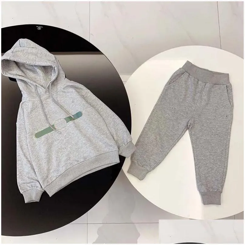 Clothing Sets New Fashion Kids Clothing Sets Sweater Two-Piece Suit Baby Boy Girl Hoodie Suits Child Sweatshirt Sweatpants 7 Styles 14 Ot6Bi