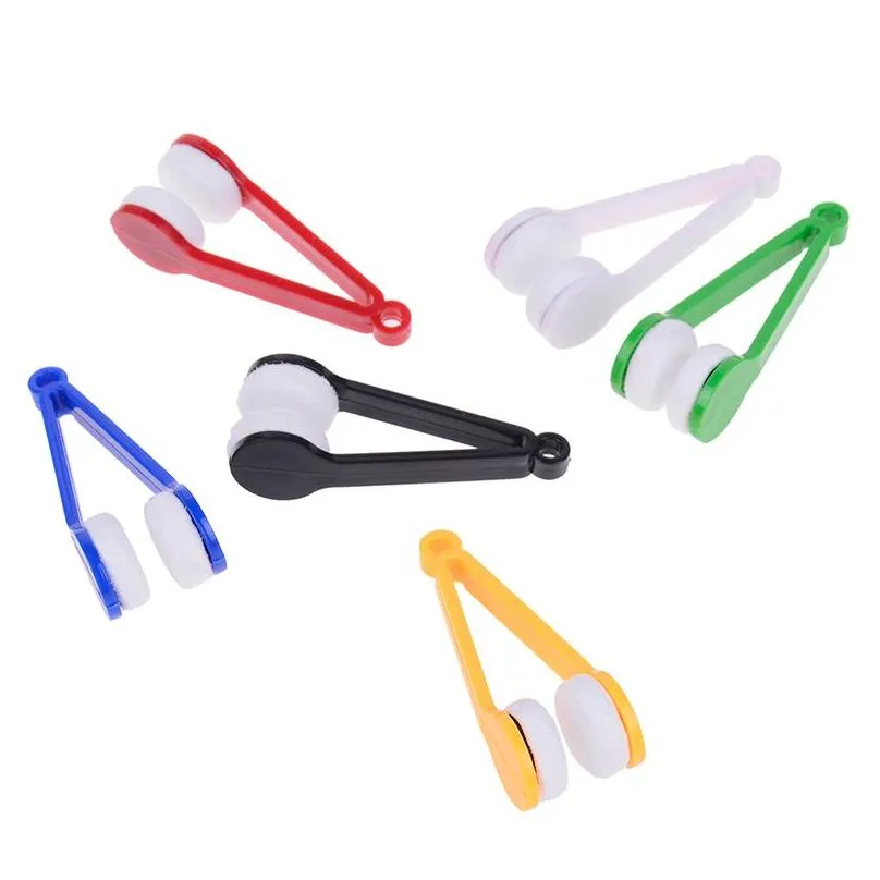 Other Household Cleaning Tools & Accessories Mtif Colors Mini Two-Side Glasses Brush Microfiber Cleaner Eyeglass Sn Rub Spectacles Cle Dhg2W