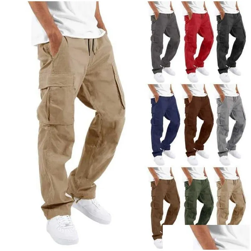 Men`S Shorts Summer New Mens Overalls Dstring Mti Pocket Casual Drop Delivery Apparel Men`S Clothing Dhcli