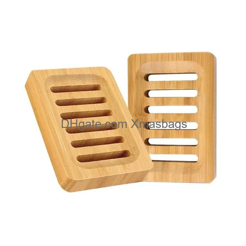 qbsomk portable wooden natural bamboo soap dishes tray holder storage soap rack plate box container bathroom soap dish storage box