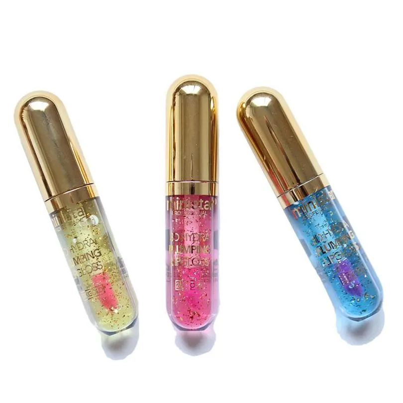 Lip Gloss Ministar Glitter Lip Plumper Gloss 24K Golden Sequins 3D Hydra Plum Lipgloss Clear Gradual Long Lasting Lips Makeup Drop Del Dhdst