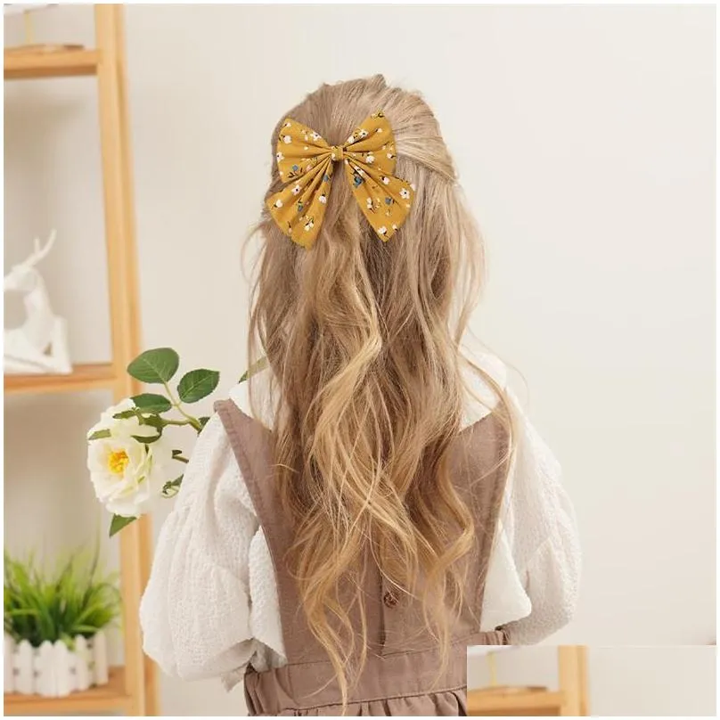 Hair Accessories New Children Cute Bow Ribbon Hairpin Hair Clip Kids Floral Barrettes Baby Girls Decoration Accessories Drop Delivery Dhv28