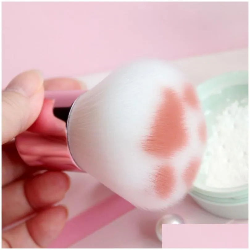 Makeup Brushes Cat Claw Lovely Foundation Makeup Brush Man-Made Fiber Hair Short Birch Handle Face Adorable Beauty Make Up Tool Drop D Dhq7I