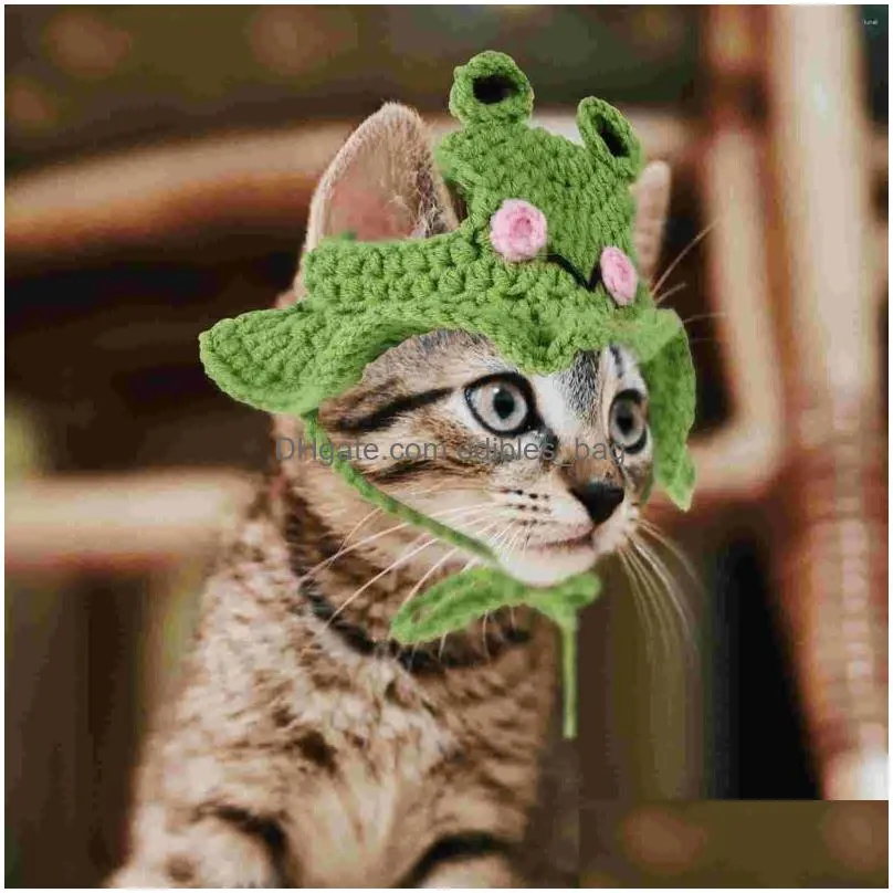 cat costumes hat adorable costume pet cartoon shape knitted woolen yarn party