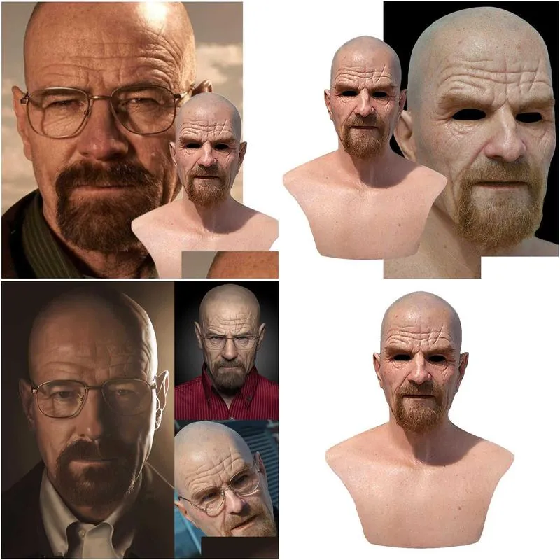 Party Masks New Movie Celebrity Latex Mask Breaking Bad Professor Mr. White Realistic Costume Halloween Cosplay Drop Delivery Home Gar Dhidh