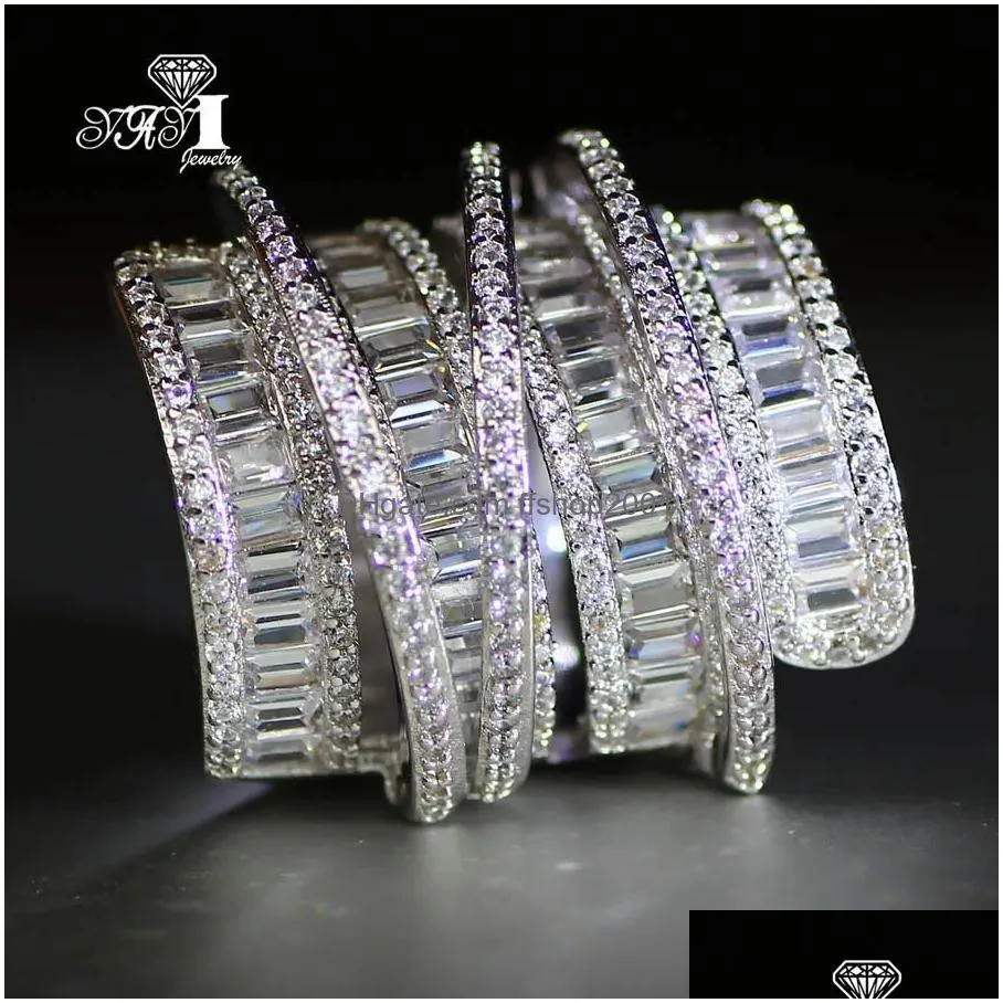 solitaire ring yayi jewelry fashion complex design princess cut 260pcs aaaaa white zircon silver color engagement wedding party gift rings