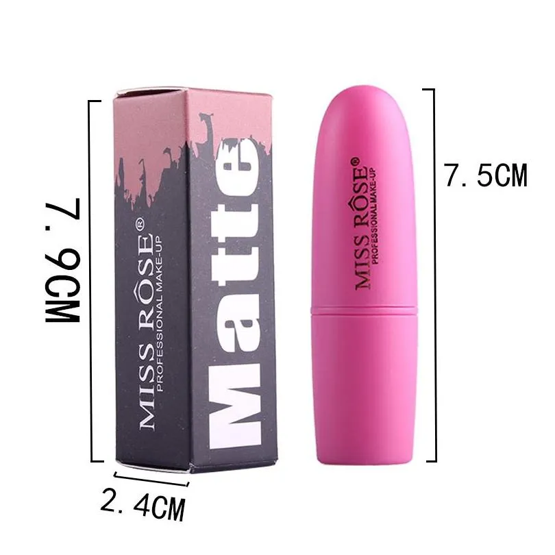 Lipstick Miss Rose Lipstick Matte Lip Gloss 25 Color Cosmetic Makeup Dumb Pon Warhead Drop Delivery Health Beauty Makeup Lips Dheoa