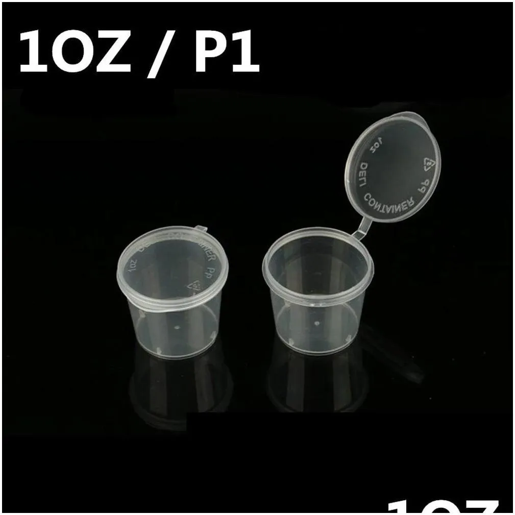 Food Dispensers 2000Pcs Food Dispensers P1 25Ml 1Oz Leak Proof Plastic Connt Souffle Container With Lids Portion Cup For Sauces Sample Dhfra