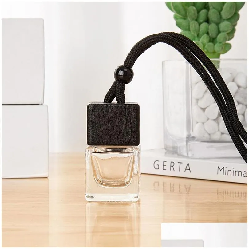 100pcs dyed square black empty bottle car  oil diffuser fragrance air freshener scent perfume bottle ornament