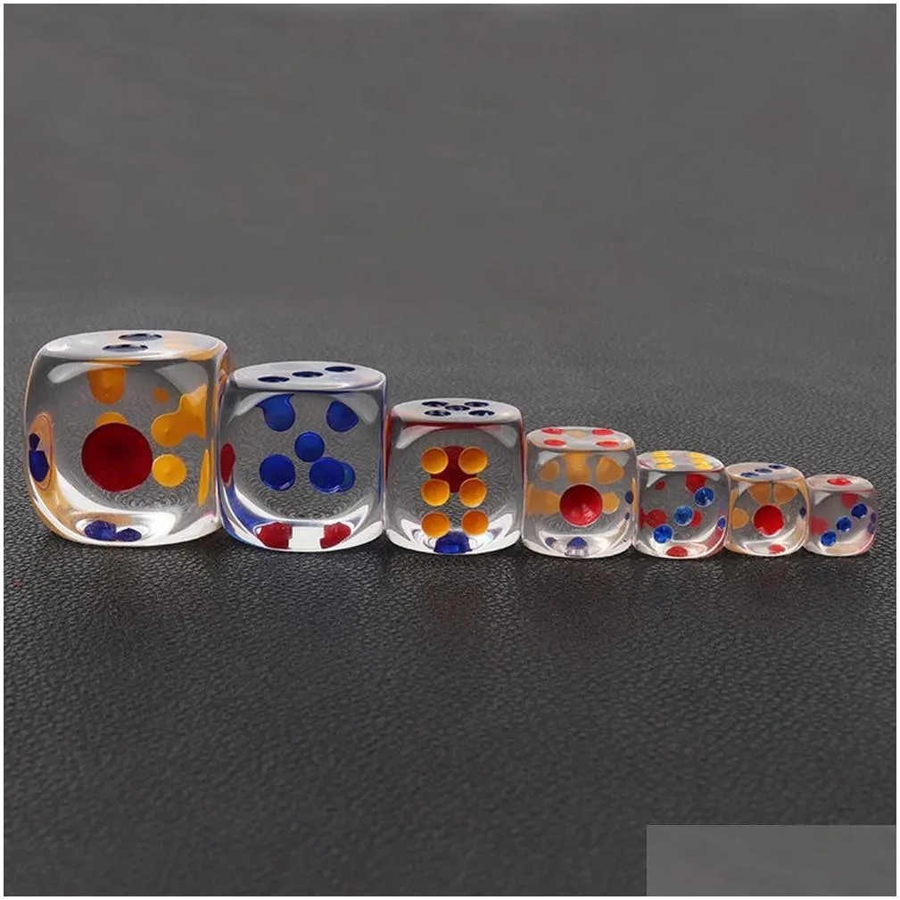 Party Favor Gambing 24Mm 29Mm 34Mm 6 Sided Crystal Dices Party Favor Transparent Clear Dice Children Educational Toys Mahjong Table Bo Dhblx