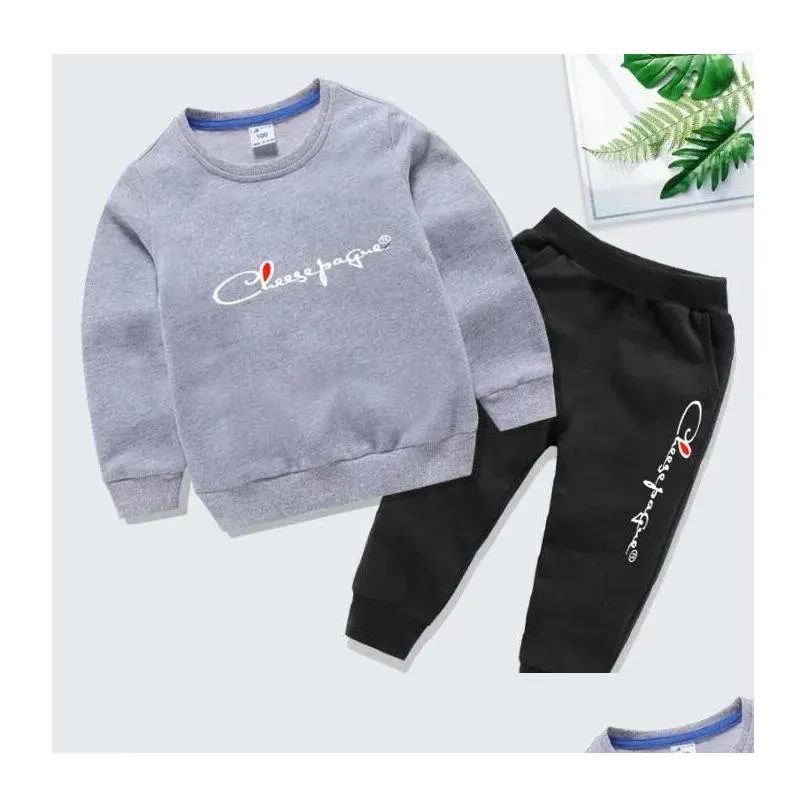 Clothing Sets New Fashion Children Girls Clothing Sets Outfits Sweatshirts Pant Suits 2Pcs Baby Kids Loungewear Tracksuits Boy Clothes Otwh9