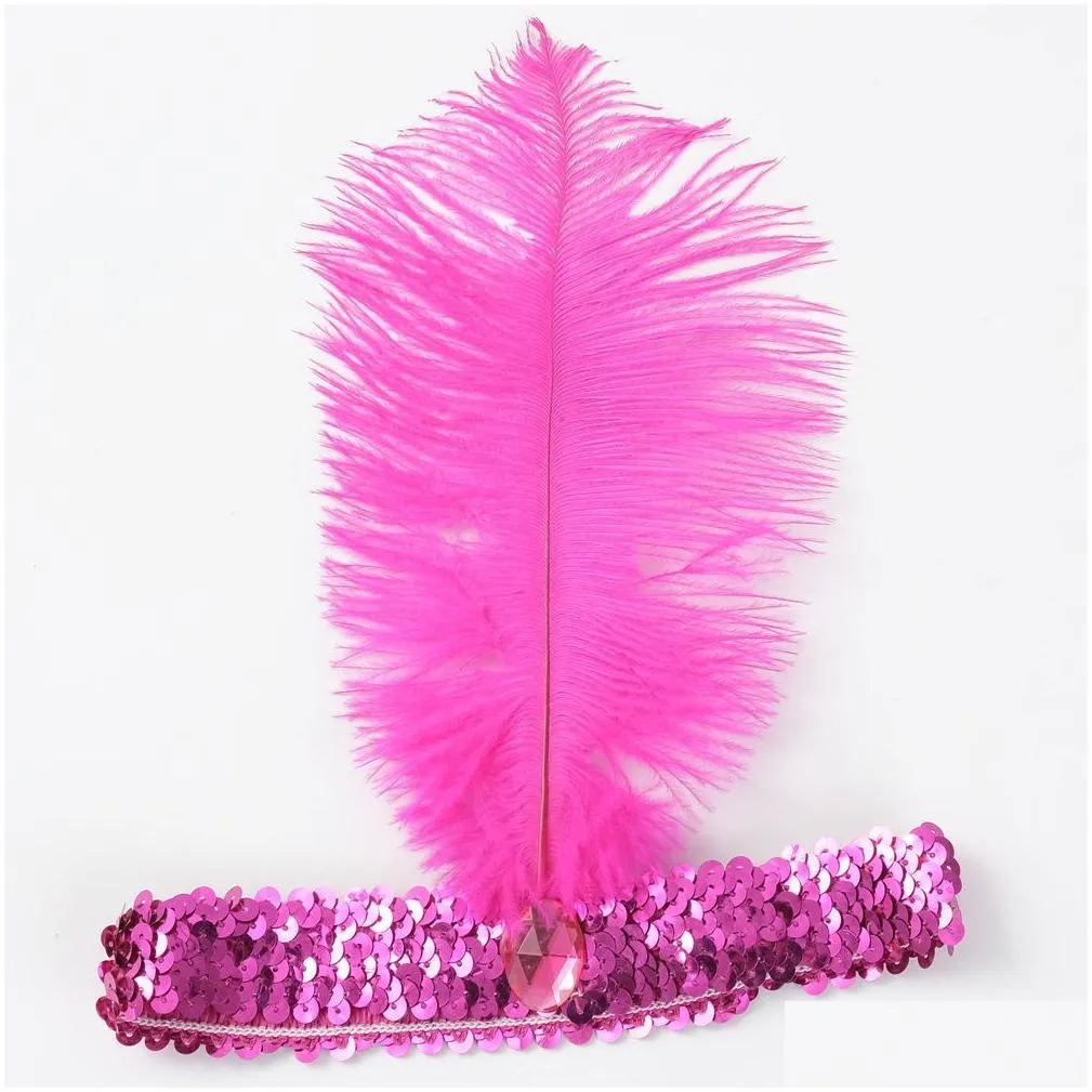 Other Event & Party Supplies Ostrich Feather Headband Party Supplies 1920S Flapper Sequin Charleston Costume Headbands Band Ostrich-Fe Dhzw0