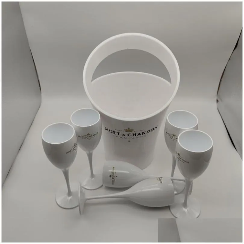 ice imperial champagne white gold lettering acrylic goblets glasses with 3l ice bucket