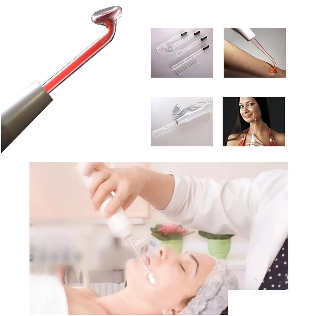 Face Care Devices Electrotherapy Wand Glass Tube Comb High Frequency Bactericidal Acne Spot Hair Body Spa Beauty White 230729 Drop De Dhhur