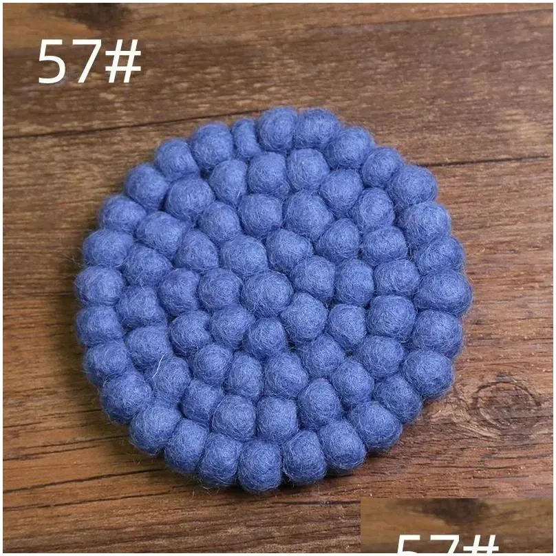 table mats handmade solid color plain wool ball dinner mat heat insulation pad gift of japanese anti scalding tea cup
