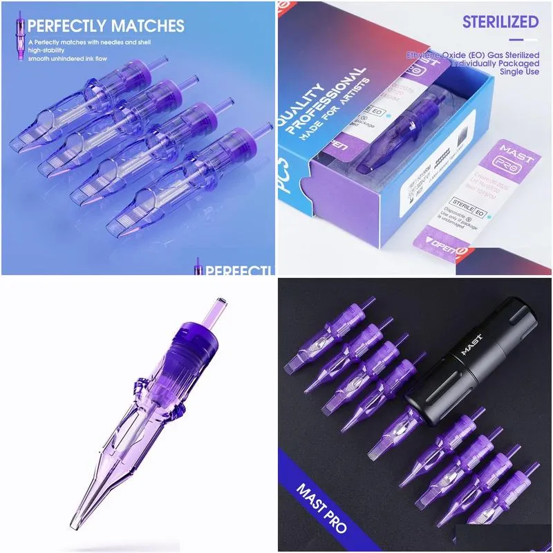 Tattoo Needles Mast Pro 1Rl Sterilized Tattoo Cartridge Needles Supply Permanent Makeup Round Liner 0.35Mm/0.30Mm 220214 Drop Delivery Dhs64