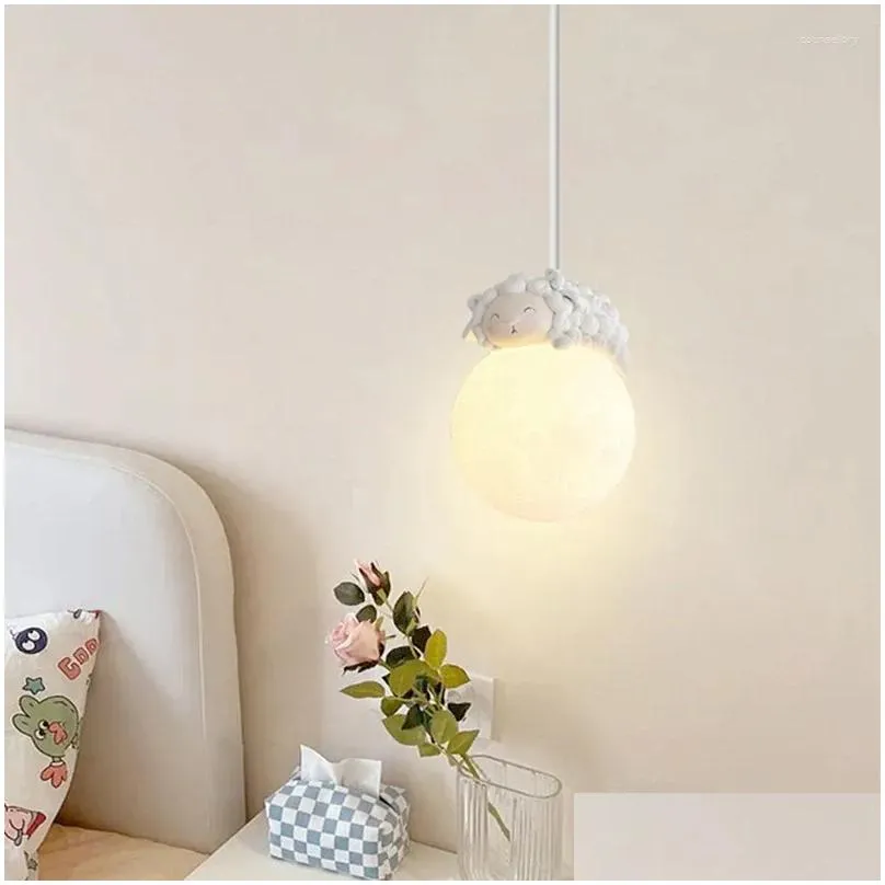 Pendant Lamps Nordic Led Lamp Child Bedroom Bedside Living Dining Aisle Study Chandelier Indoor Home Decor Light Fixture Hanging Drop Dh6Vy