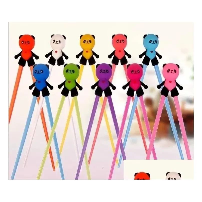 Chopsticks 100 Pair Mixed Colors Cartoon Kids Children Gift Study Exercise Sile Head Wholesale Drop Delivery Dhqfy