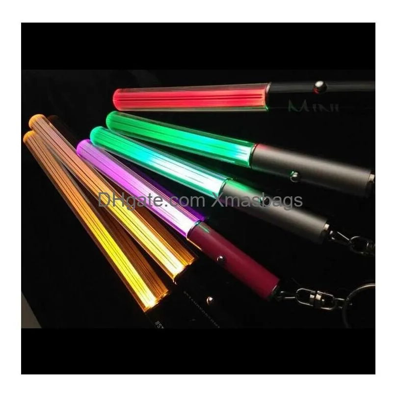 party supplies led flashlight stick keychain mini torch aluminum keychains key ring durable glow pen magic wand stick lightsaber led-light sticks