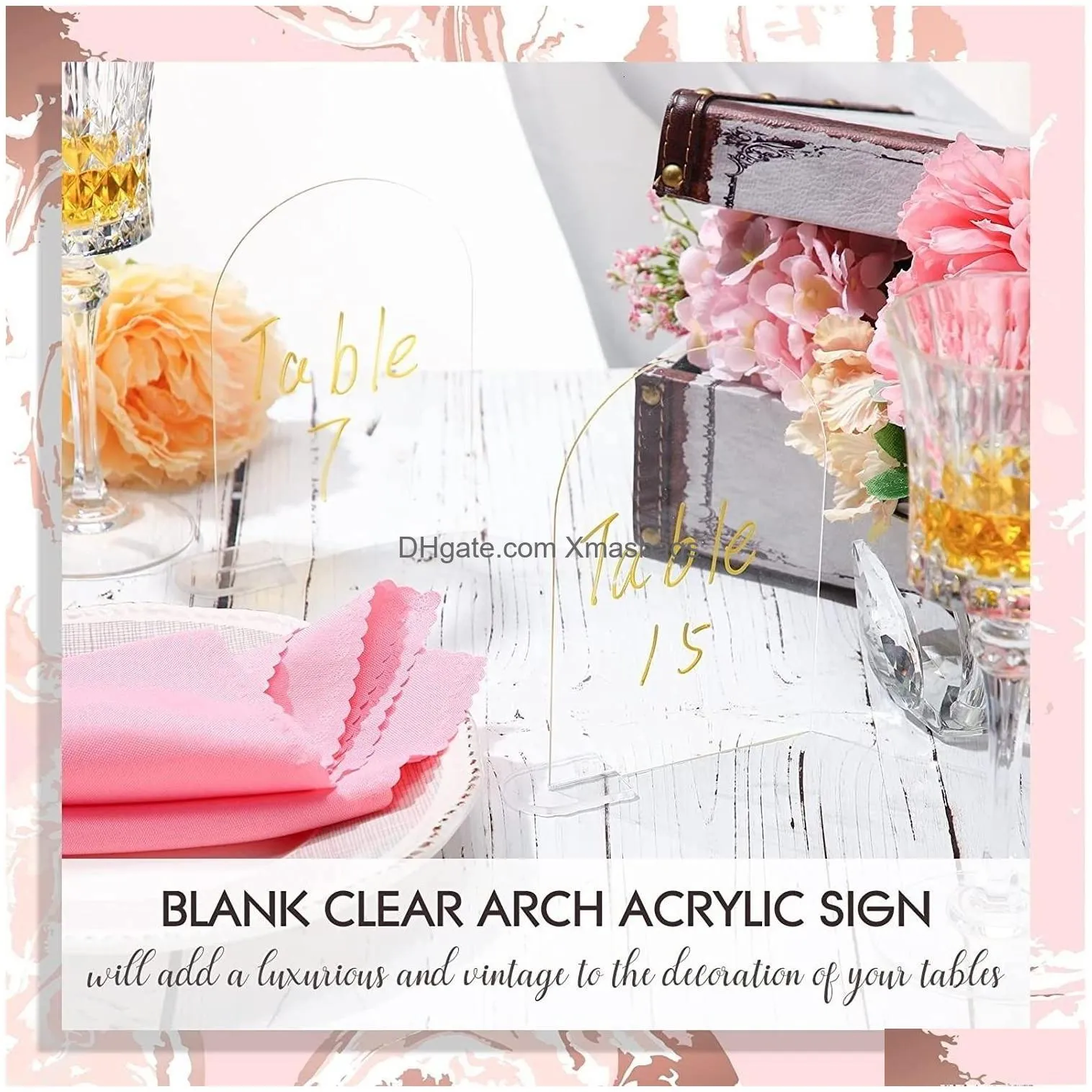 other event party supplies clear arch acrylic sign with stand blank arched acrylic sheet with base for wedding table number card menu sign bar list sign