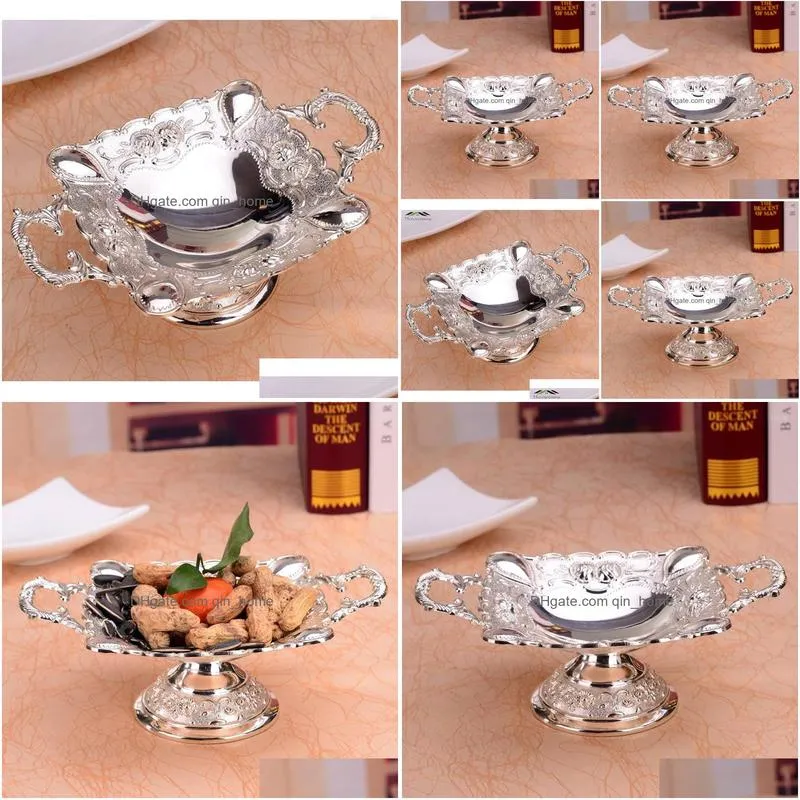 plates shiny silver plated fruit dish with handle dessert plate sweet dishes luxury european for wedding or party 21 7cm