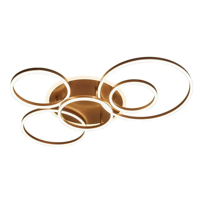 modern ceiling lights for living room circle gold brown led plafon decor bedroom lamps fixture with remote control rw805295002