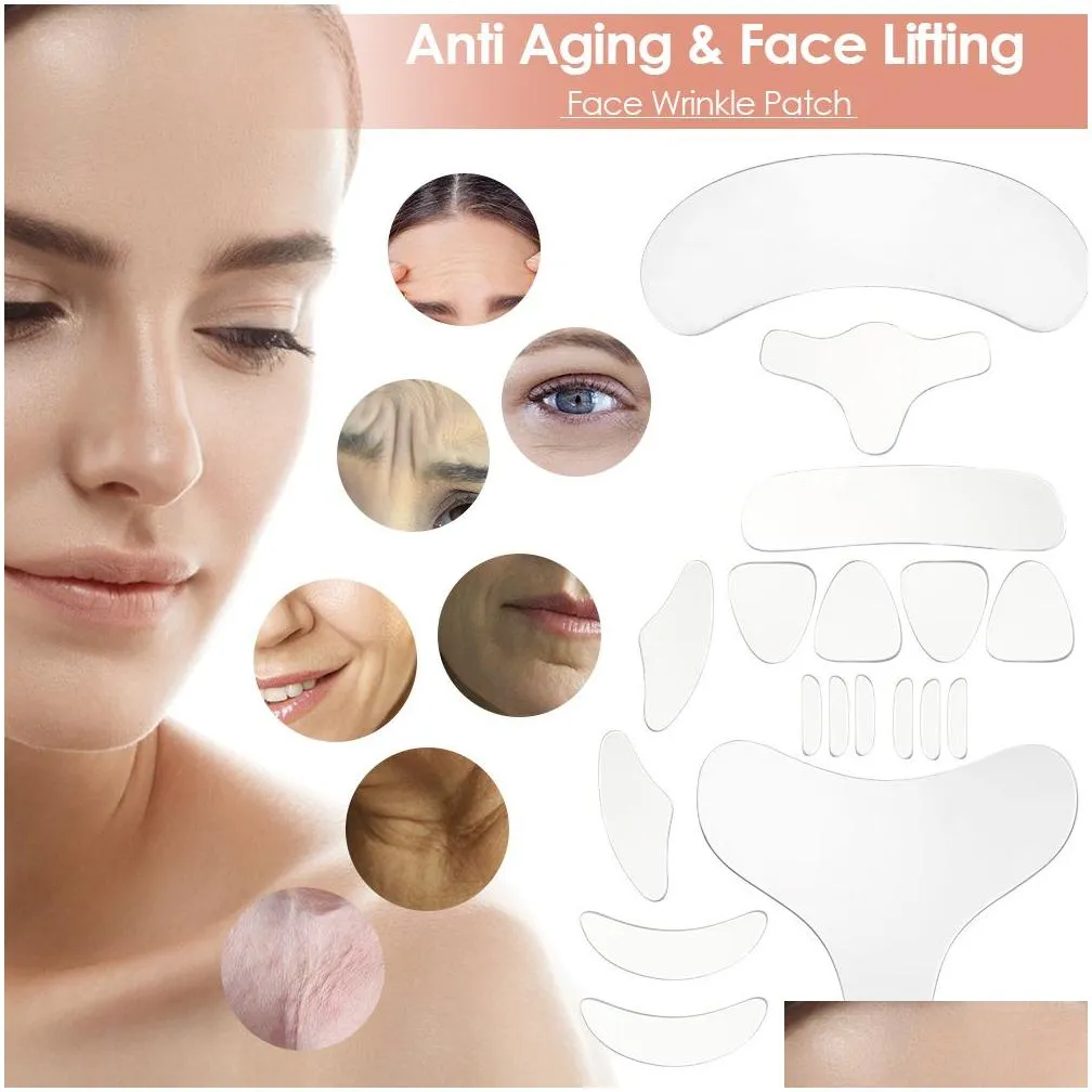 Other Health & Beauty Items 18Pcs Wrinkle Es For Anti Aging Sile Reusable Face Forehead Neck Eye Sticker Pads Skin Lifting Care Tools Dhmkp