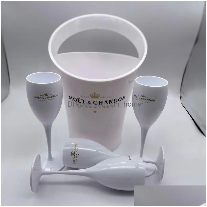 ice imperial champagne white gold lettering acrylic goblets glasses with 3l ice bucket