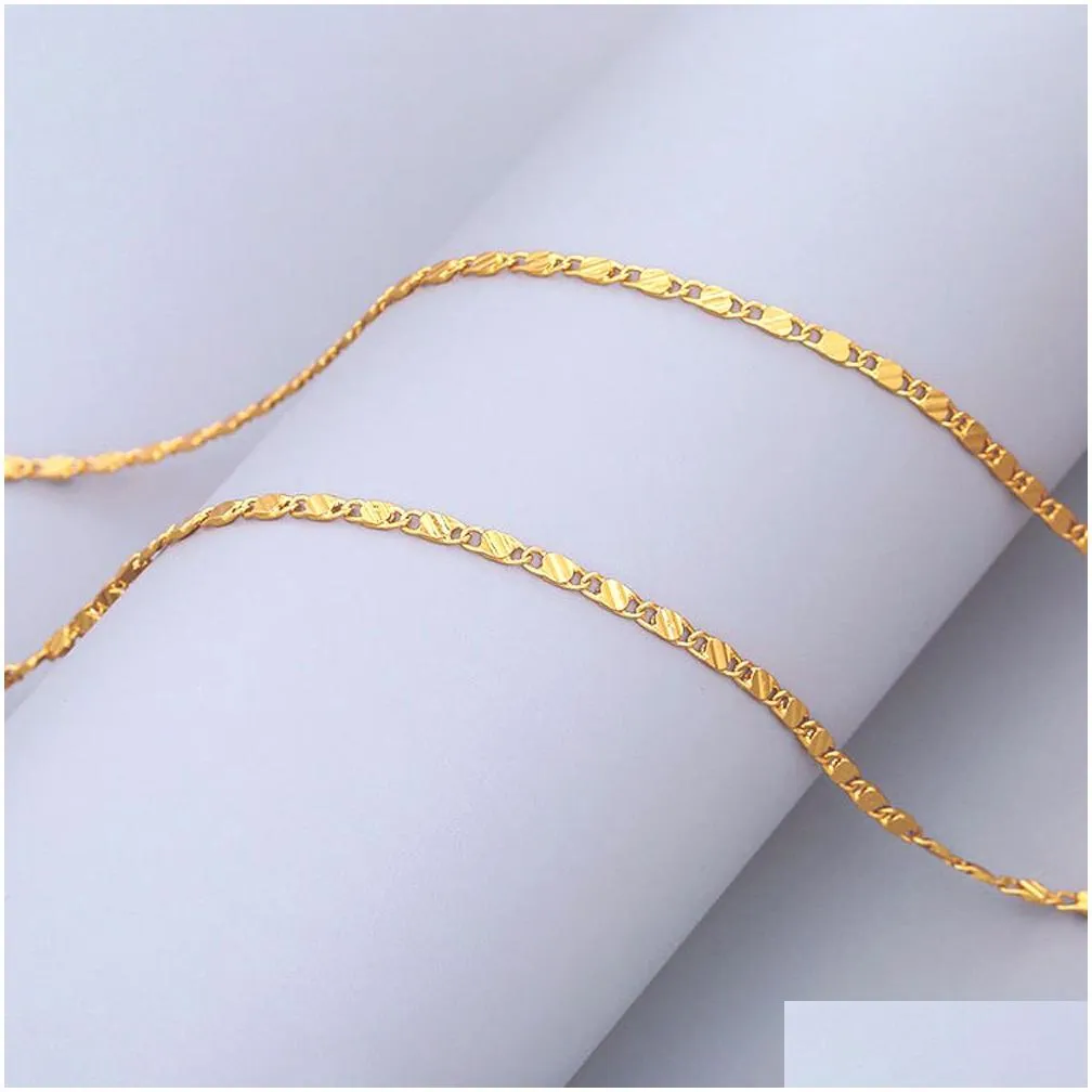 Chains 10Pcs Lose Money Promotion 2Mm Flat Gold/Sier Chains Necklace Beautif Jewelry For Women Water Wave Block Figaro 16-30Inch Drop Dhfv9