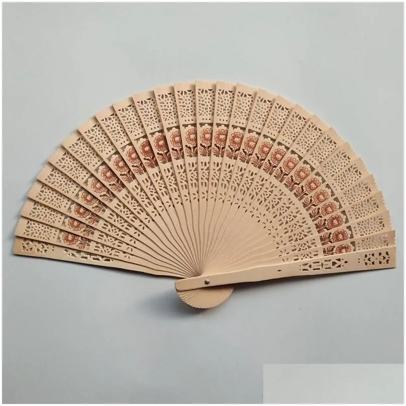 Party Favor 100Pcs Wood Dance Fans Sunflower Pattern Party Supplies Personalized Wedding Favours Fan Giveaways Sandalwood Folding Hand Dhpgy