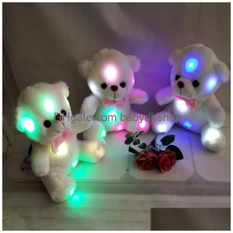 plush doll led colorful flash light bear animals stuffed toys size 20cm - 22cm bears gift for children christmas gifts valentines day stuffeds plushs