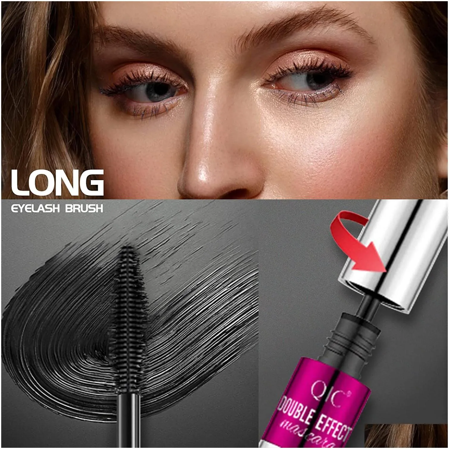 Mascara 4D Silk Fiber Lash Mascara 2 In 1 Waterproof Mascaras Black Natural Lengthening And Thickening Effect No Clum Superstrong Long Dhprq