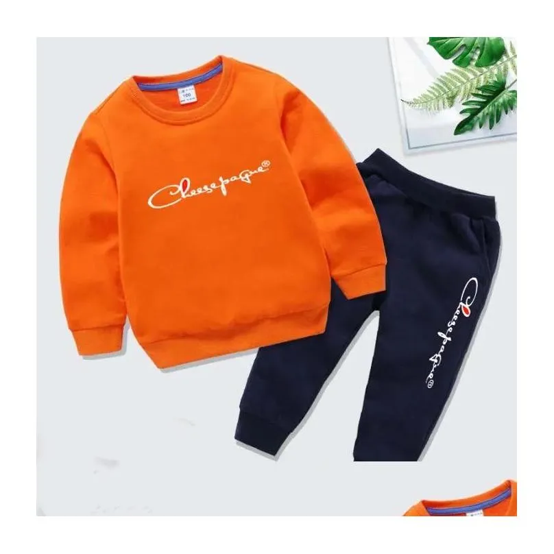 Clothing Sets New Fashion Children Clothes Sets Autumn Winter Long Sleeve Pant 2Pcs Outfit Clothing For Boys Drop Delivery Baby, Kids Otdmg