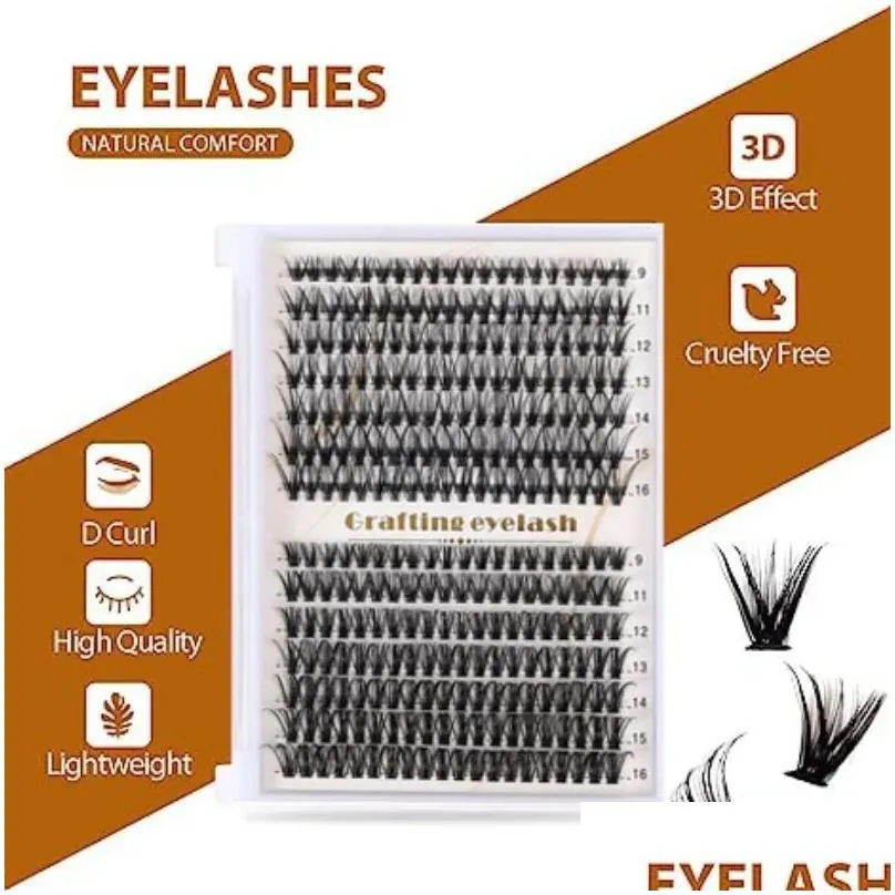 False Eyelashes 14 Rows Individual Lashes Clusters 30D 40D Mixed Natural Dense Imitation Mink Hair False Eyelash Lightweight Diy Eyela Dhym9