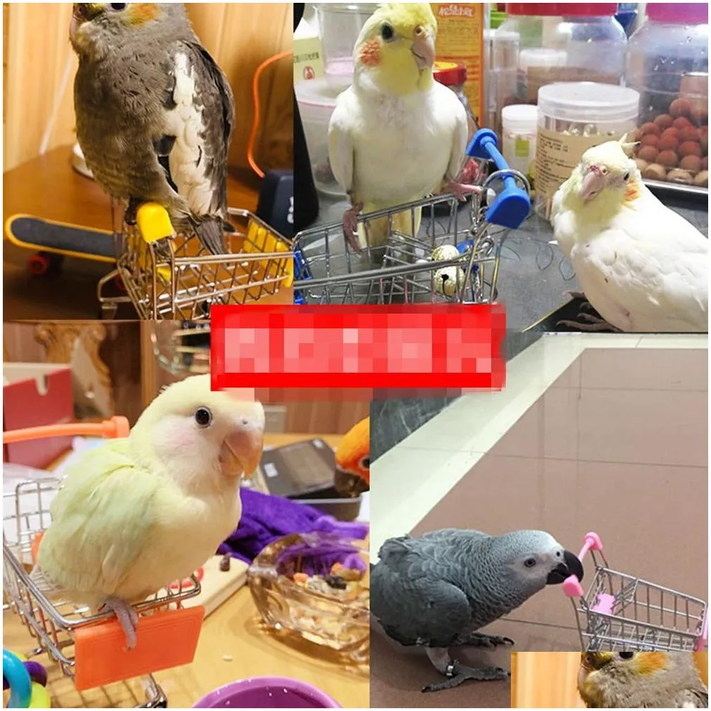 Bird Cages 10Pcs Parrot Hamster Toy Bird Supplies Small Supermarket Shop Cart Pretend Play Toys Strollers Mini Drop Delivery Home Gard Dhjx0