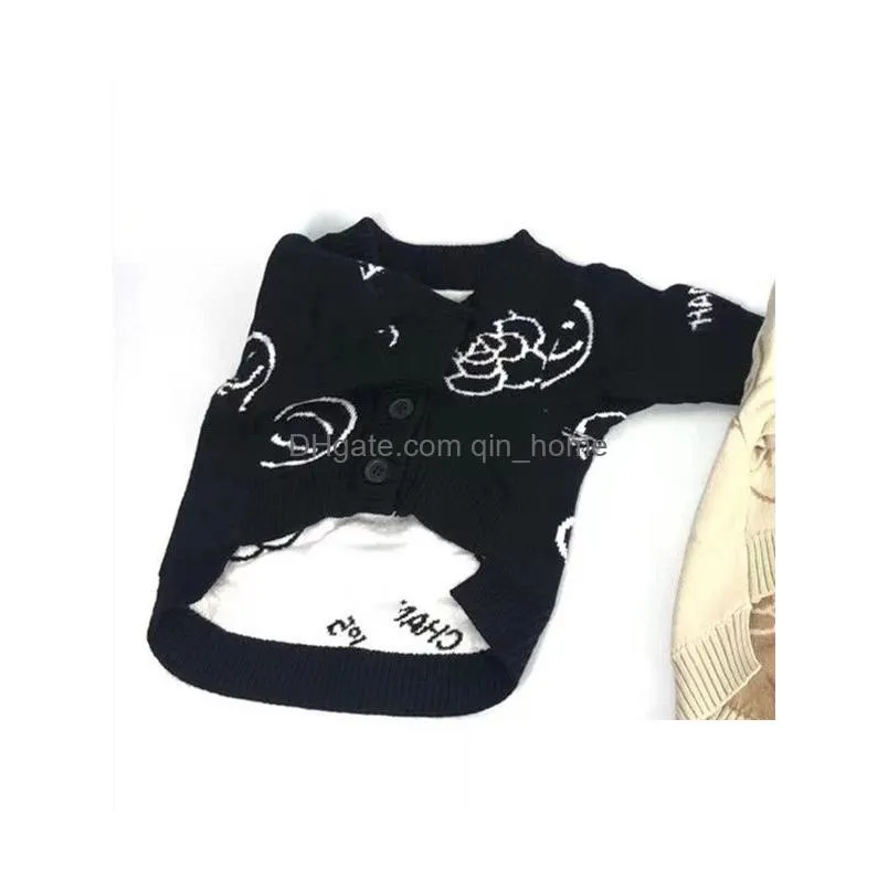 designer dog clothing spring pullover dog sweater black beige classic flower alphabet pet cardigan sweater chenery corgi cat fashion